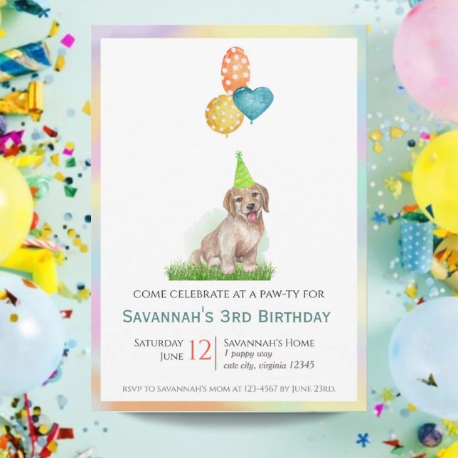 Convites Cheio Labrador Puppy Birthday Paw-ty (Cheerful Labrador Puppy Birthday Paw-ty Invitation)