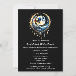 Convites Cheio lua estrelada céu celestial