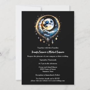 Convites Cheio lua estrelada céu celestial