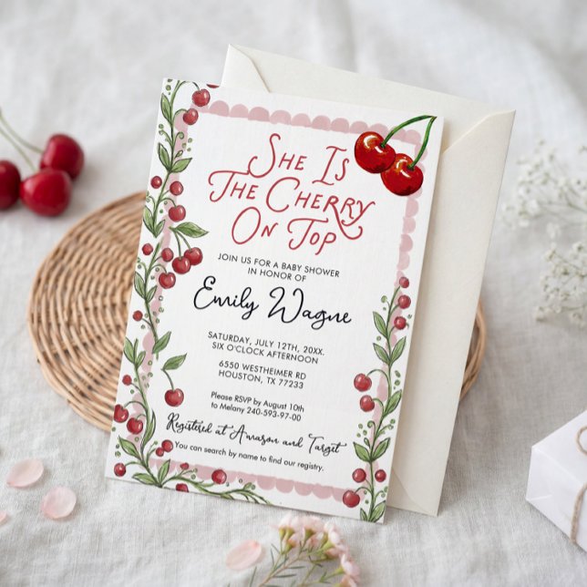 Convites Cherry Baby Shower Invitation (Criador carregado)