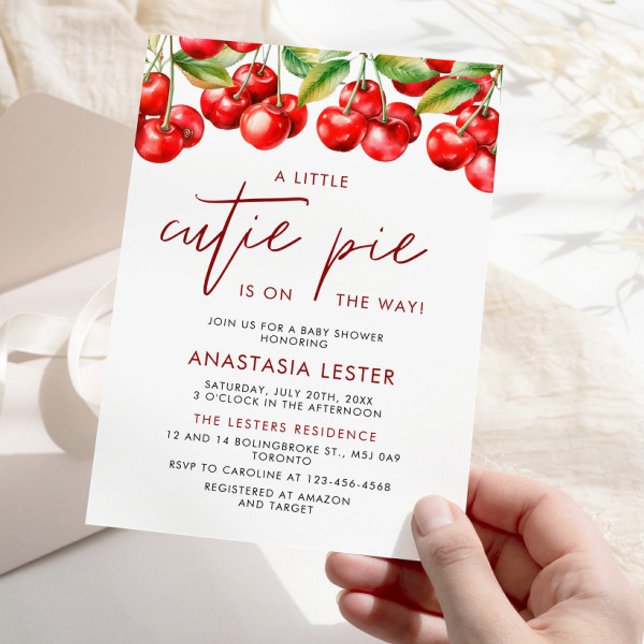 Convites Cherry Berry Sweet Chá de fraldas (Criador carregado)