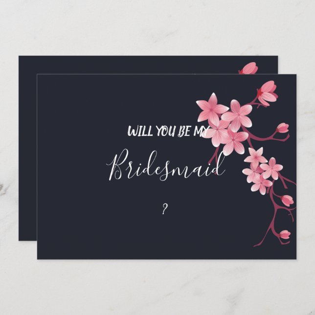 Convites Cherry Blossom Bridesmaid (Frente/Verso)