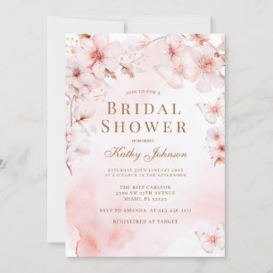 Convites Cherry Blossom Butterfly Chá de panela