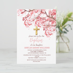 Convites Cherry Blossom Floral Elegante Rapariga Cruzada Ba