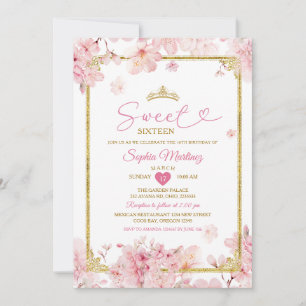 Convites Cherry Blossom Floral Sweet 16th Girl Birthday