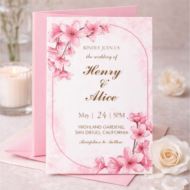 Convites Cherry Blossom Floral Wedding Invitation (Criador carregado)