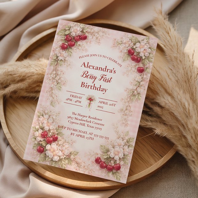 Convites Cherry Blossom Garden 1st Birthday (Criador carregado)