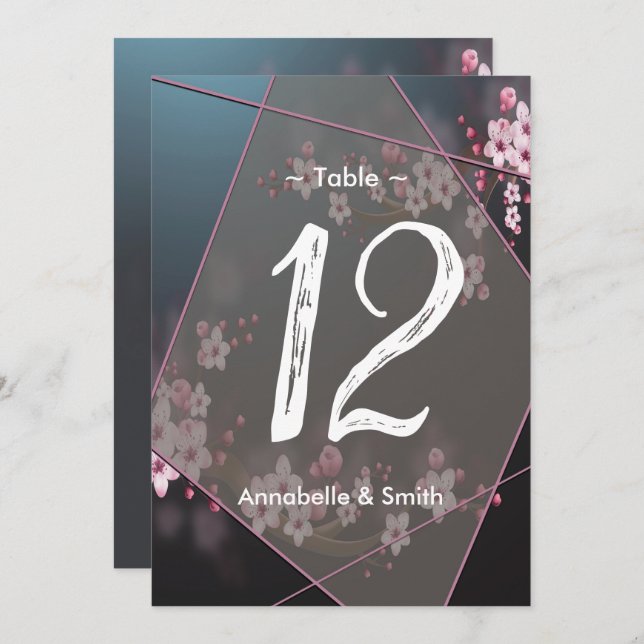Convites Cherry Blossom Geométrico Número da mesa (Frente/Verso)