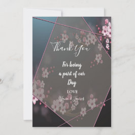 Convites Cherry Blossom Geométrico obrigado