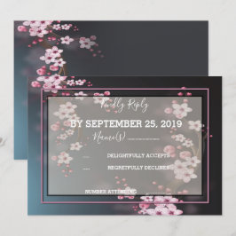 Convites Cherry Blossom Geométrico RSVP