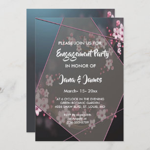 Convites Cherry Blossom Noivado Geométrico Floral