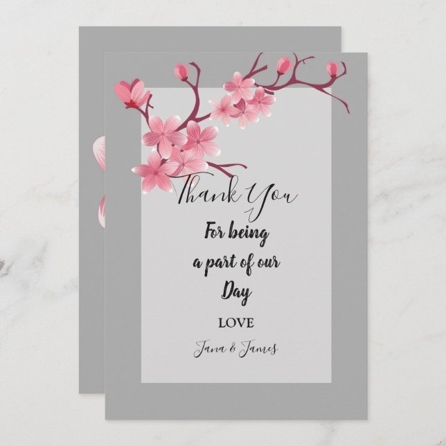 Convites Cherry Blossom obrigado você (Frente/Verso)