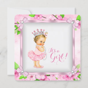 Convites Cherry Blossom Pearl Girls Tutu Chamada de Bebê