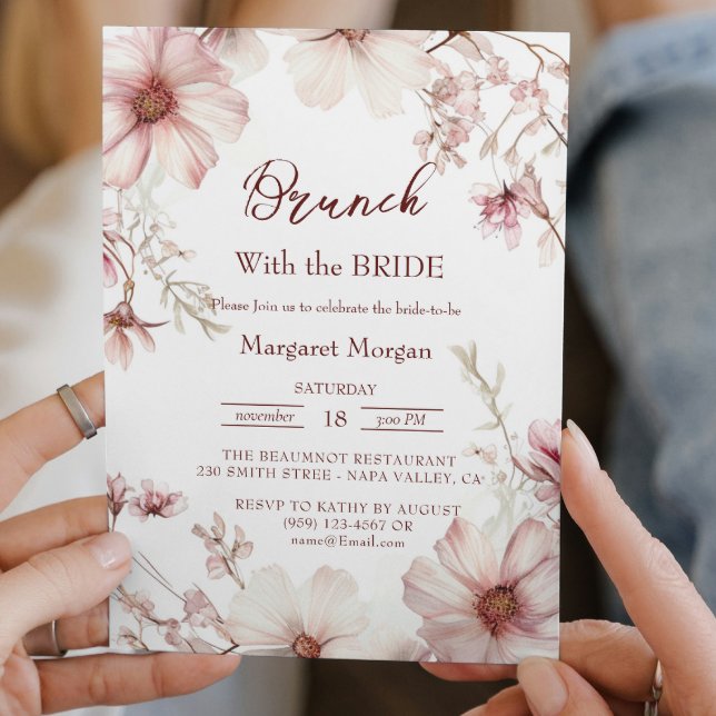 Convites Cherry Blossom Rosa E White Brunch Com Noiva (Criador carregado)