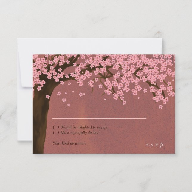 Convites Cherry Blossom / Sakura Watercolor (Dusk) RSVP (Frente)