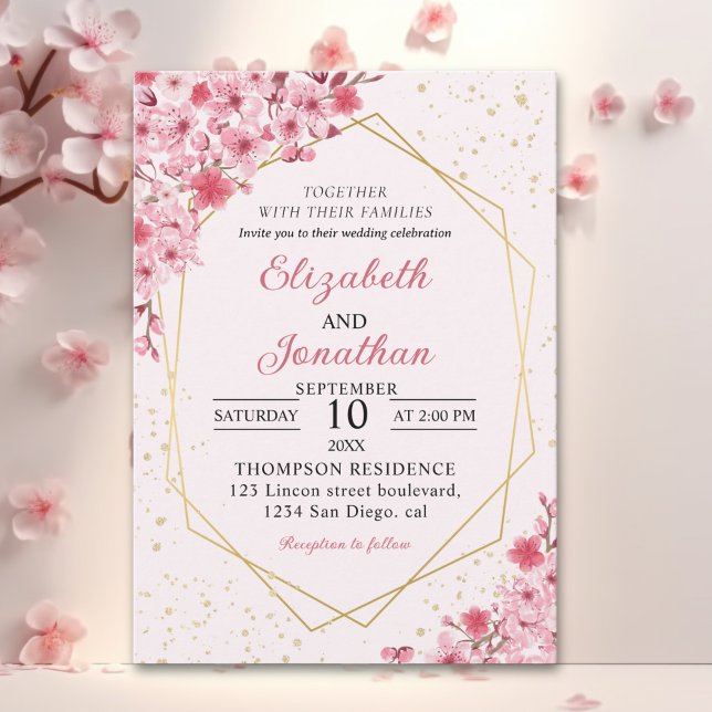 Convites Cherry Blossom Wedding – Sakura Floral Wedding (Criador carregado)