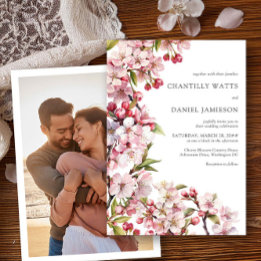 Convites Cherry Blossom Weding Pink Floral Foto