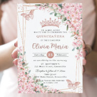 Cherry Blossomo Rosa Butterflies Quinceañera