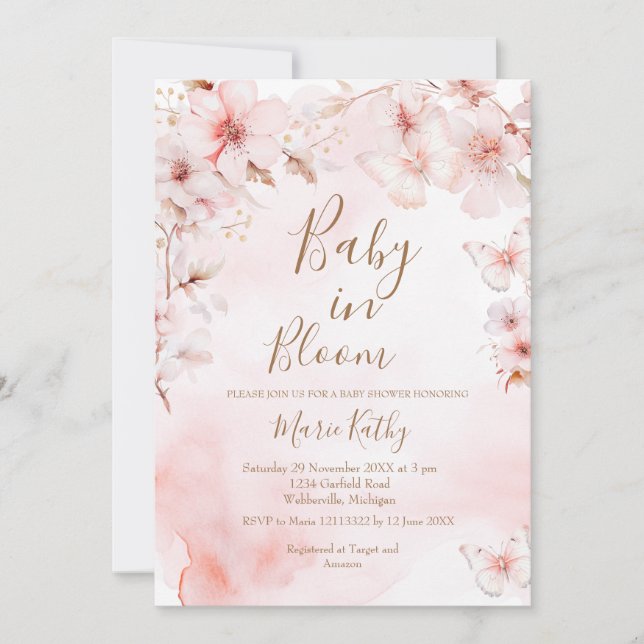 Convites Cherry Blossoms Baby in Bloom Invitation (Frente)