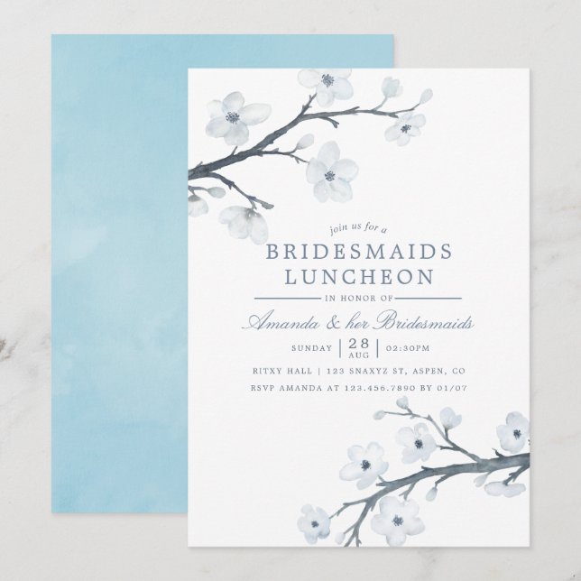 Convites Cherry Blossoms Bridesmaids Luncheon Invitation (Frente/Verso)