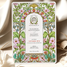 Cherry Blossoms & Cornflower Art Nouveau Casamento