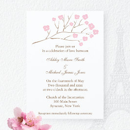 Convites Cherry Blossoms em Casamento Rosa