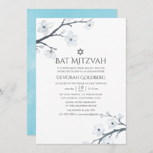 Convites Cherry Blossoms Floral Bat Mitzvah