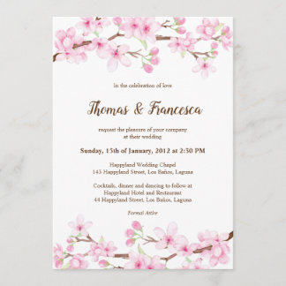 Convites Cherry Blossoms Watercolor Invitation