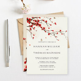 Convites Cherry Blossoms Watercolor Invitation