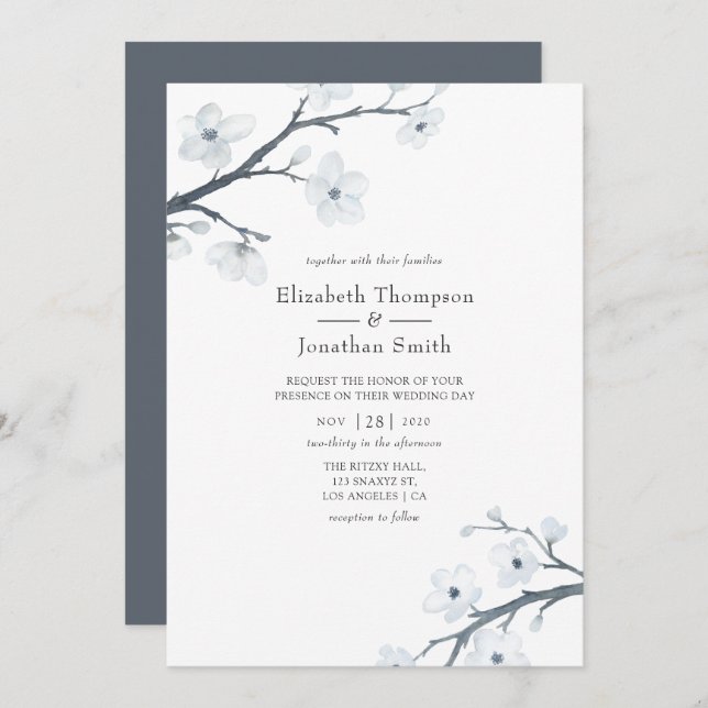 Convites Cherry Blossoms Wedding (Frente/Verso)