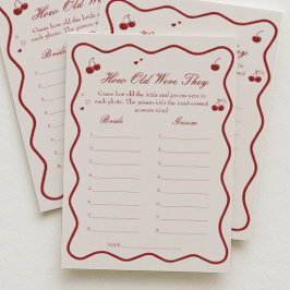 Convites Cherry Bridal Shower Age Guessing Game Card
