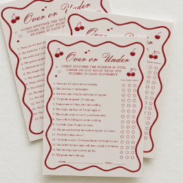 Convites Cherry Bridal Shower Over or Under Game Card