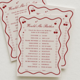 Convites Cherry Bridal Shower Would She Rather Game Card