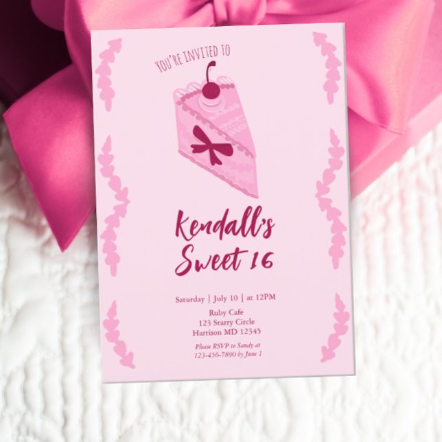 Convites Cherry Cake Girls Doce Dezesseis Aniversário (Criador carregado)