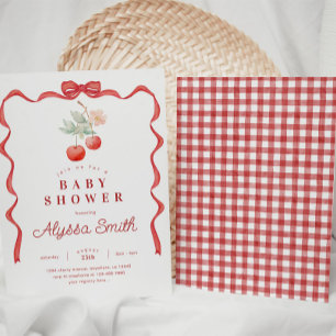 Convites Cherry e Red Ribbon Frame Baby Shower