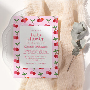 Convites Cherry Fruta Vermelho Rosa Fofo Chuveiro de Bebê d