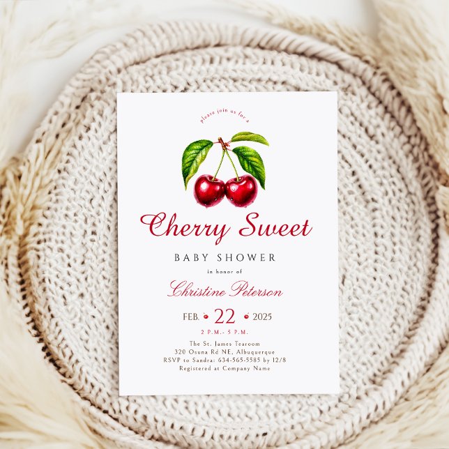 Convites Cherry Heart Chá de fraldas (Criador carregado)