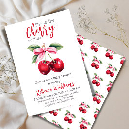 Convites Cherry no Chá de fraldas de Arco Rosa Superior