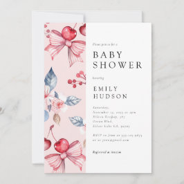 Convites Cherry no Chá de fraldas de coquete do Arco Rosa S