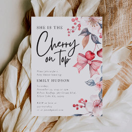 Convites Cherry no Chá de fraldas de coquete do Arco Rosa S