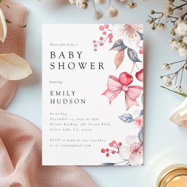 Convites Cherry no Chá de fraldas de coquete do Arco Rosa S