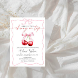 Convites Cherry no Chá de panela superior - Festa elegante 