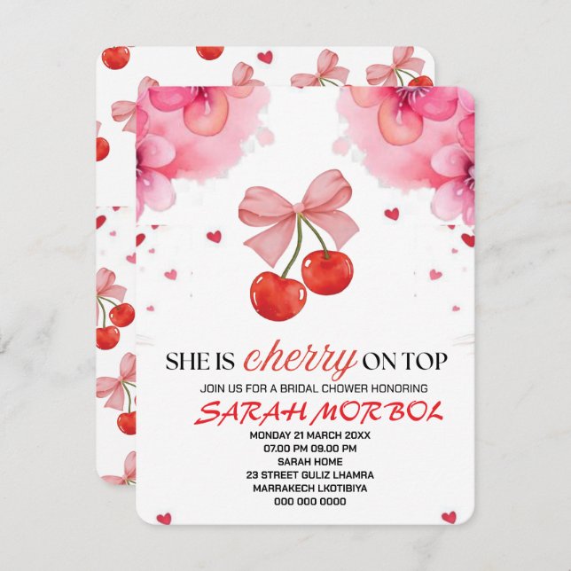 Convites Cherry no modelo do conjunto de Chás de panela sup (Frente/Verso)