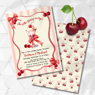 Convites Cherry no Sorvete superior do Chá de fraldas Sunda