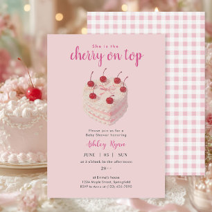 Convites Cherry no Top Cake Chá de fraldas