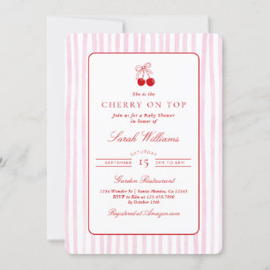 Convites Cherry no Top Chá de fraldas Girl