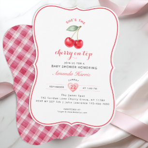 Convites Cherry no Top Chá de fraldas Invitation Girl