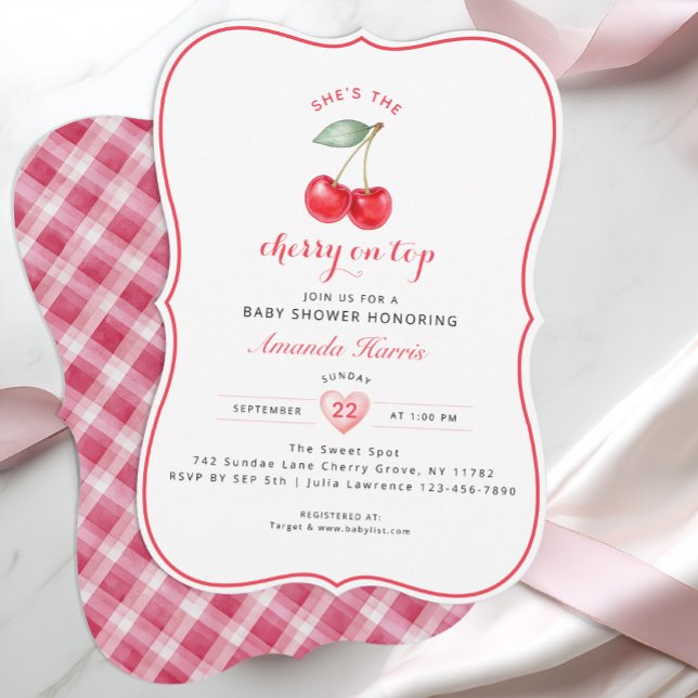 Convites Cherry no Top Chá de fraldas Invitation Girl (Cherry on top invitation )