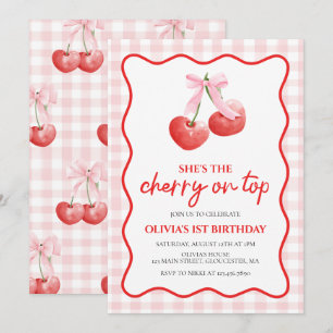 Convites Cherry no Top Pink Arco pré-ppy aniversário