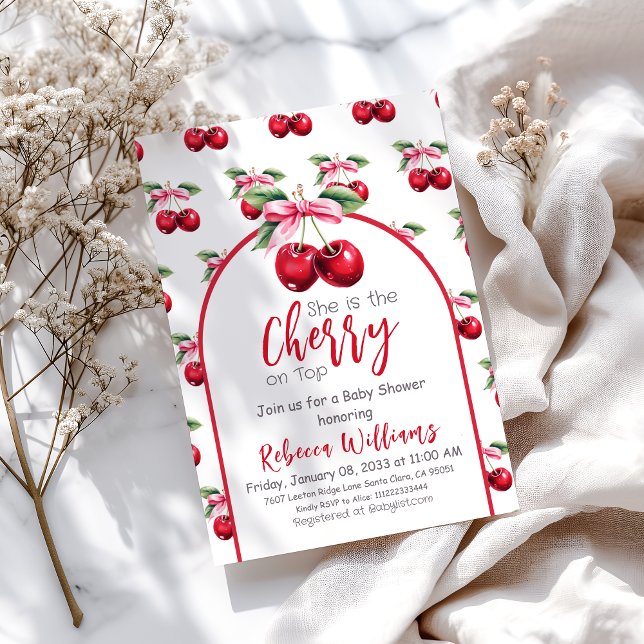 Convites Cherry no topo Arco cor-de-rosa (Criador carregado)